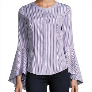 Milly Michelle Bell-Sleeve Striped Shirt